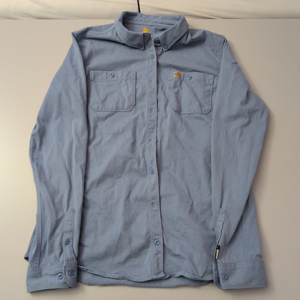 Carhartt FR Womens Force Cotton Hybrid Long Sleeve Shirt M 8/10 Blue 102687 CAT2